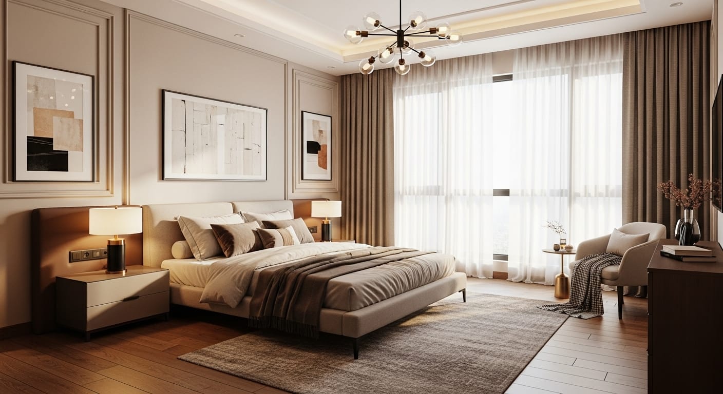 wooden flooring DHA Karachi modern bedroom
