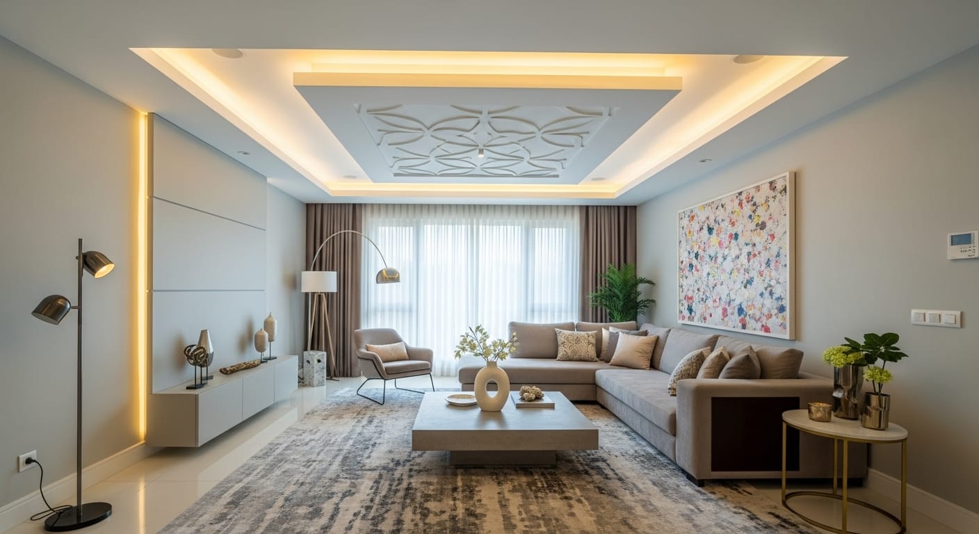 false ceiling finishing DHA Karachi modern home
