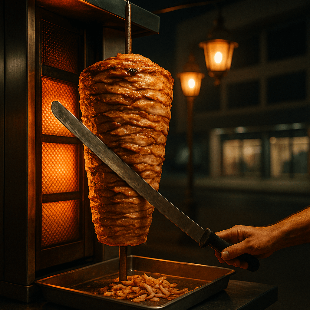 Shawarma rotisserie on Muslim Commercial DHA Karachi.