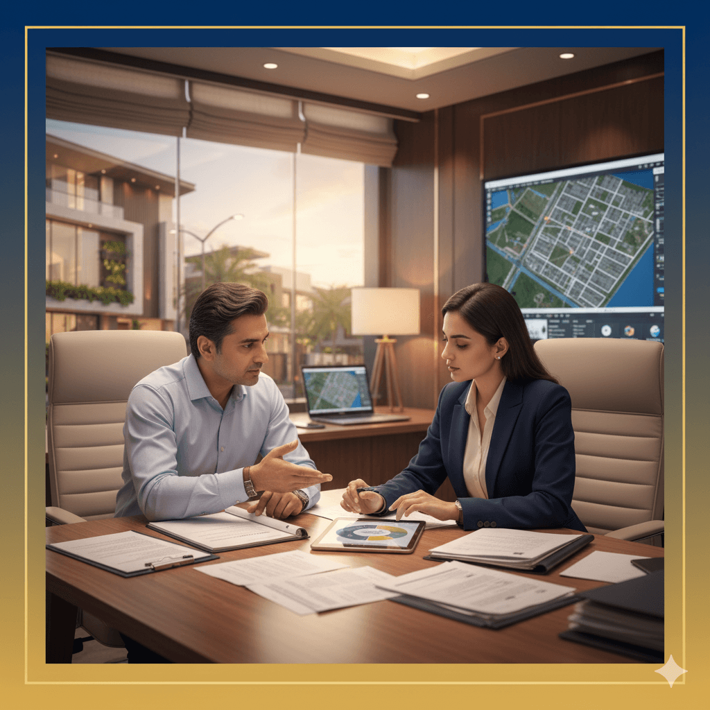 Seller meeting a DHA real estate agent for selling strategy