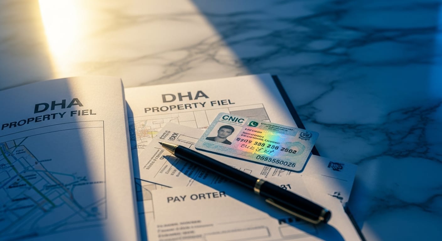 DHA Karachi property documents, CNIC, transfer file verification