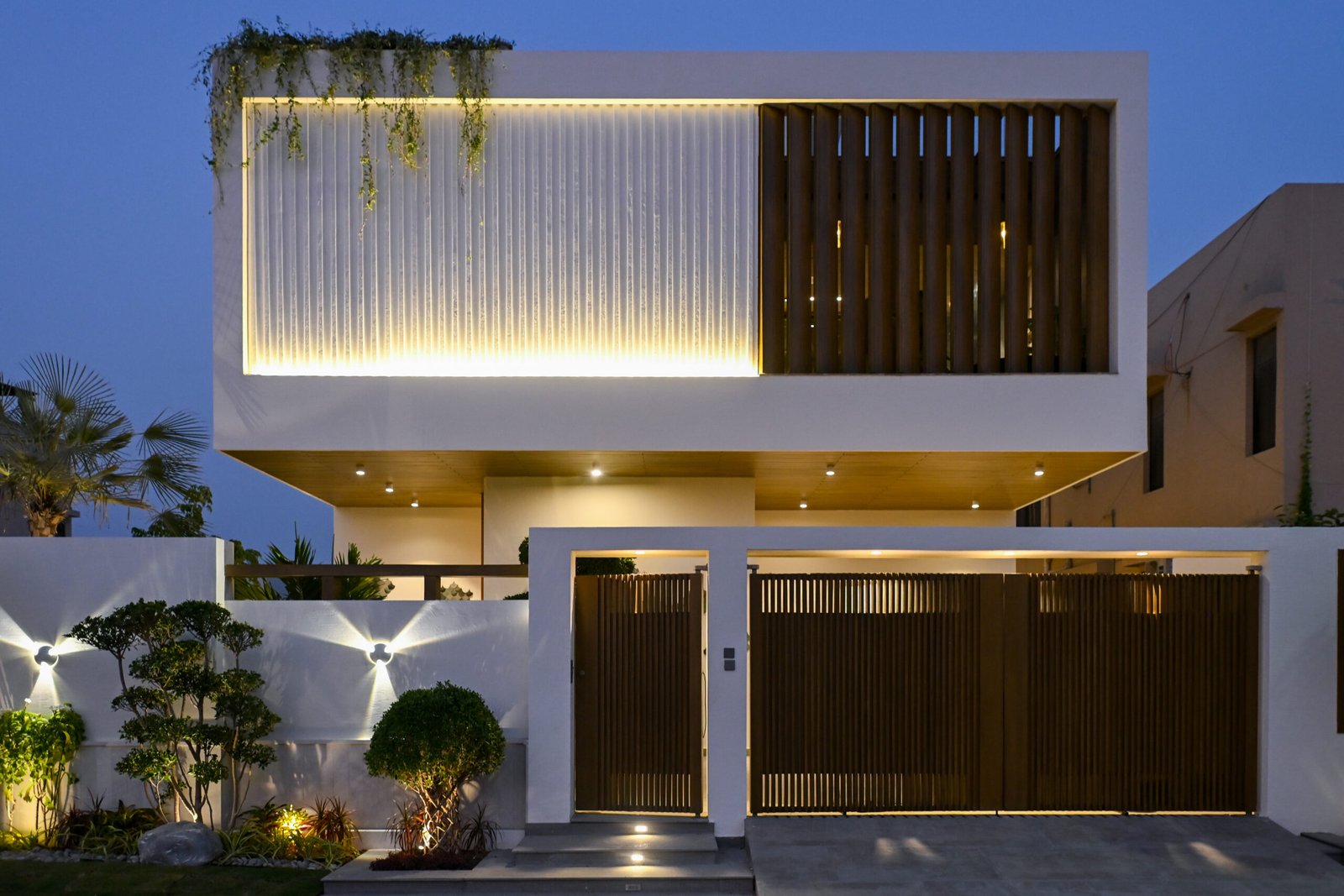 Completed Next Street custom home in DHA Karachi, exterior view