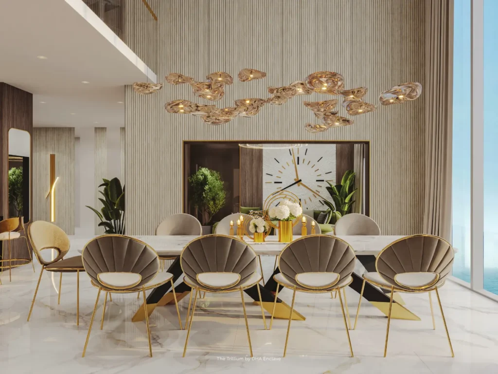 Sky Villa dining and living interior at The Trillium Towers